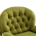 thumbnail image 6 of Velvet Accent Chair with Ottoman, Modern Swivel TV Chair with Round Metal Base, Tufted Upholstered Recliner Set for Living Room, Bedroom, Reading Rooms, Olive Green, 6 of 9