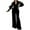 A-Black, variant on Wyobmus Women's Casual Wide Leg Jumpsuits Mesh Long Sleeve V Flip Collar Overalls Solid Color Waist Belted Loose Straight Long Pants Jumpsuit L-Black