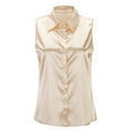 thumbnail image 3 of MIXUE Women Blouses Summer Solid Color Lace Button Down Sleeveless Fashion Casual Vest Womens Tops Holiday Wear,Beige,XL, 3 of 7