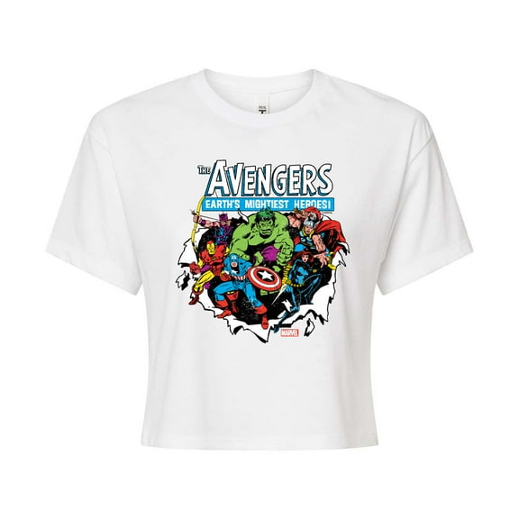 Marvel The Avengers - Paper Rip - Juniors Cropped Graphic T-Shirt