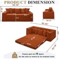 thumbnail image 2 of 82'' Boneless Loveseat Sleeper Sofa, Convertible Sofa Bed with Side Pocket Cup Holders, Corduroy Pull Out Floor Couch with 5 Pillows, Folding Mattress Couch for Small Spaces No Assembly (Orange), 2 of 9