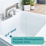 TEHILA White Utility Sink Laundry Vanity with Stainless Finish Pull-Out Faucet and Soap Dispenser
