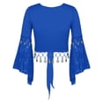 thumbnail image 5 of GJSYRH Womens 3/4 Sleeve Shrug Sheer Mesh Cardigans Tie Front Cropped Lightweight Bolero Shawl Top for Casual Going Out Blue M, 5 of 6