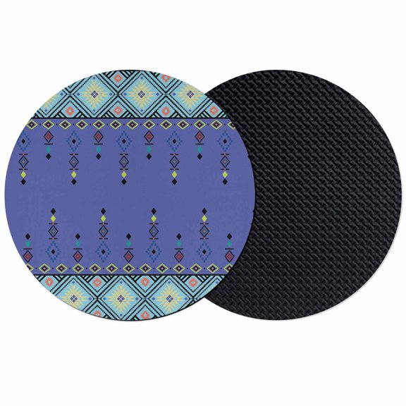 Navy Blue Boho Coasters Set of 2, Absorbent Coasters for Drinks, Vintage Ethnic Tribe Abstract Art Retro Coaster for Desk Coffee Table Protection, Home Decor House Warming Gifts 4"