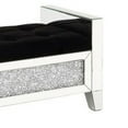 thumbnail image 3 of Mirrored Bench with Faux Diamonds and Button Tufted Seat, Silver, 3 of 5