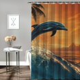 thumbnail image 2 of Autua Dolphin Sunset Palm Tree Shower Curtain Set with Hooks for Bathroom Decoration 60"x72, 2 of 7