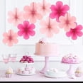 thumbnail image 2 of FWSA WRAPS Paper Flowers Fan Decoration for Wall, Birthday Party Decor, Hanging Paper Fans, Paper Flower Wall Decor Set of 9 (Light Pink, Pink, Rose Red), 2 of 7