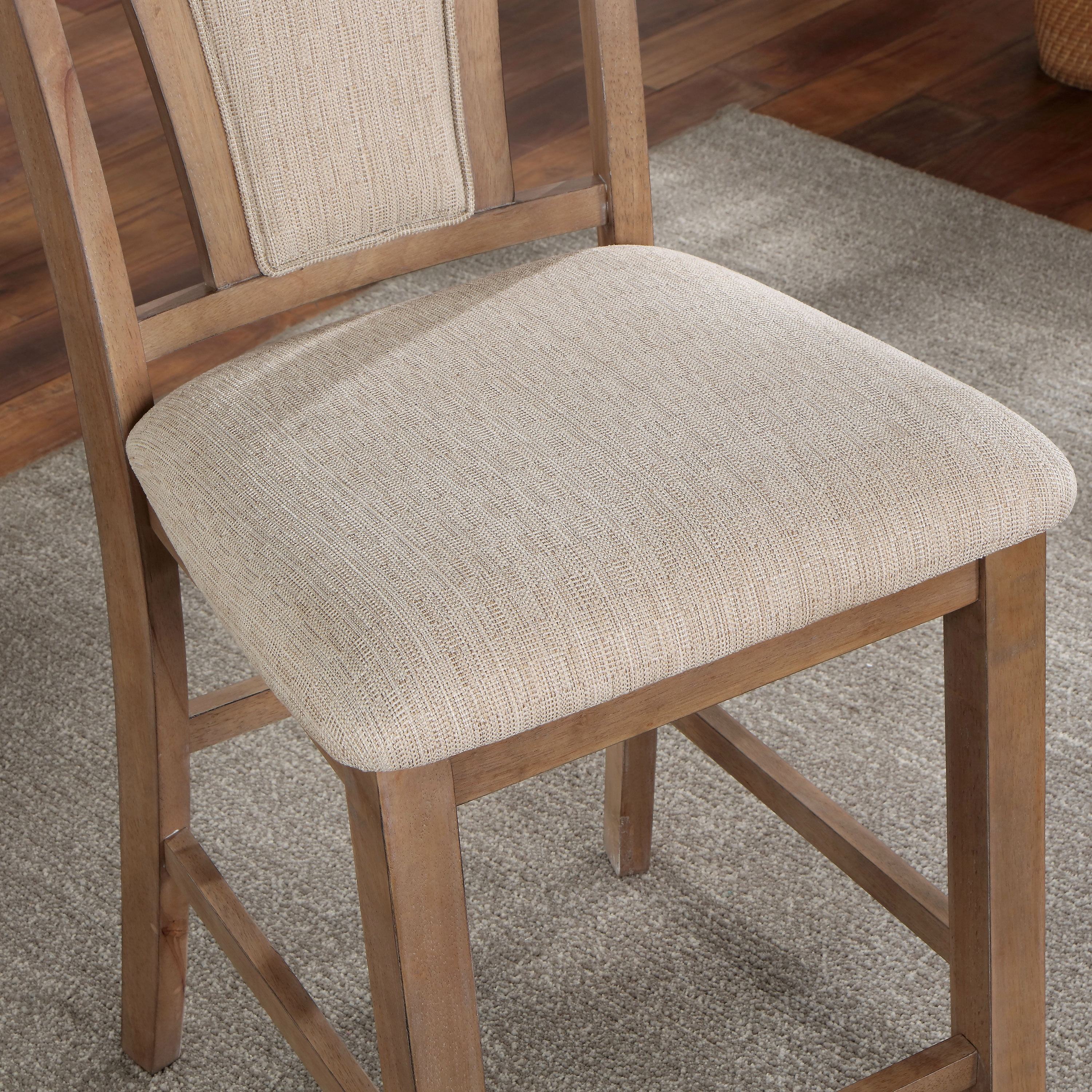 Furniture of America Hadar Beige Padded Wood Natural Tone Counter Height Chairs (Set of 2)