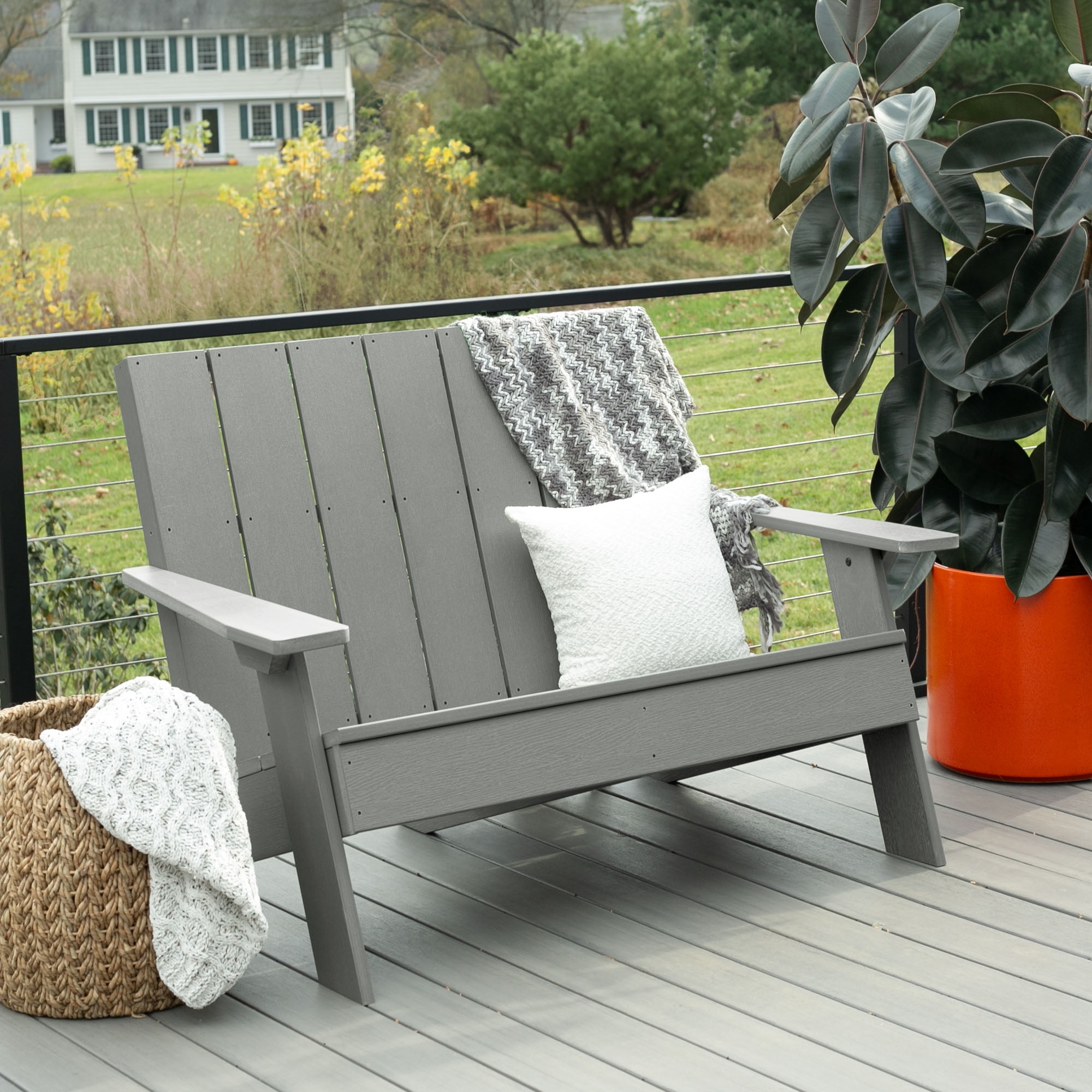 Highwood Double Wide Modern Adirondack Chair - Outdoor, Eco-friendly, Synthetic Wood