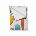 thumbnail image 2 of Birthday Soft Flannel Fleece Blanket, Funny Happy Monsters Holding Chocolate Cakes Party Horns Kids Celebration Design, Cozy Plush for Indoor and Outdoor Use, 60" x 80", Multicolor, by Ambesonne, 2 of 6