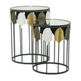 thumbnail image 6 of DecMode 18" x 24" Black Metal Leaf Accent Table with Mirrored Glass Top, 2-Pieces, 6 of 8