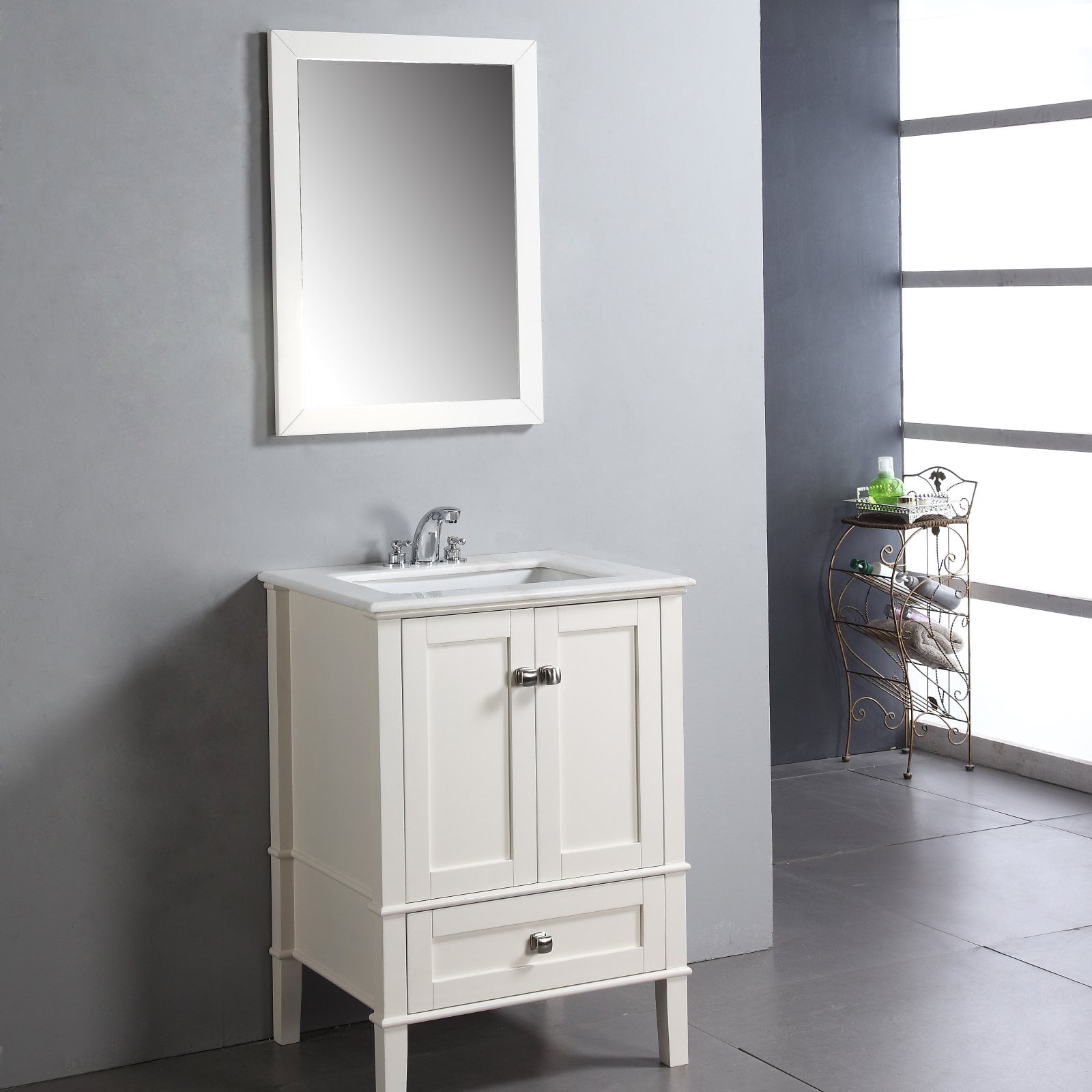 Brooklyn Max Chesapeake 24 Bath Vanity In Soft White With White Engineered Quartz Marble Top Walmart Com Walmart Com