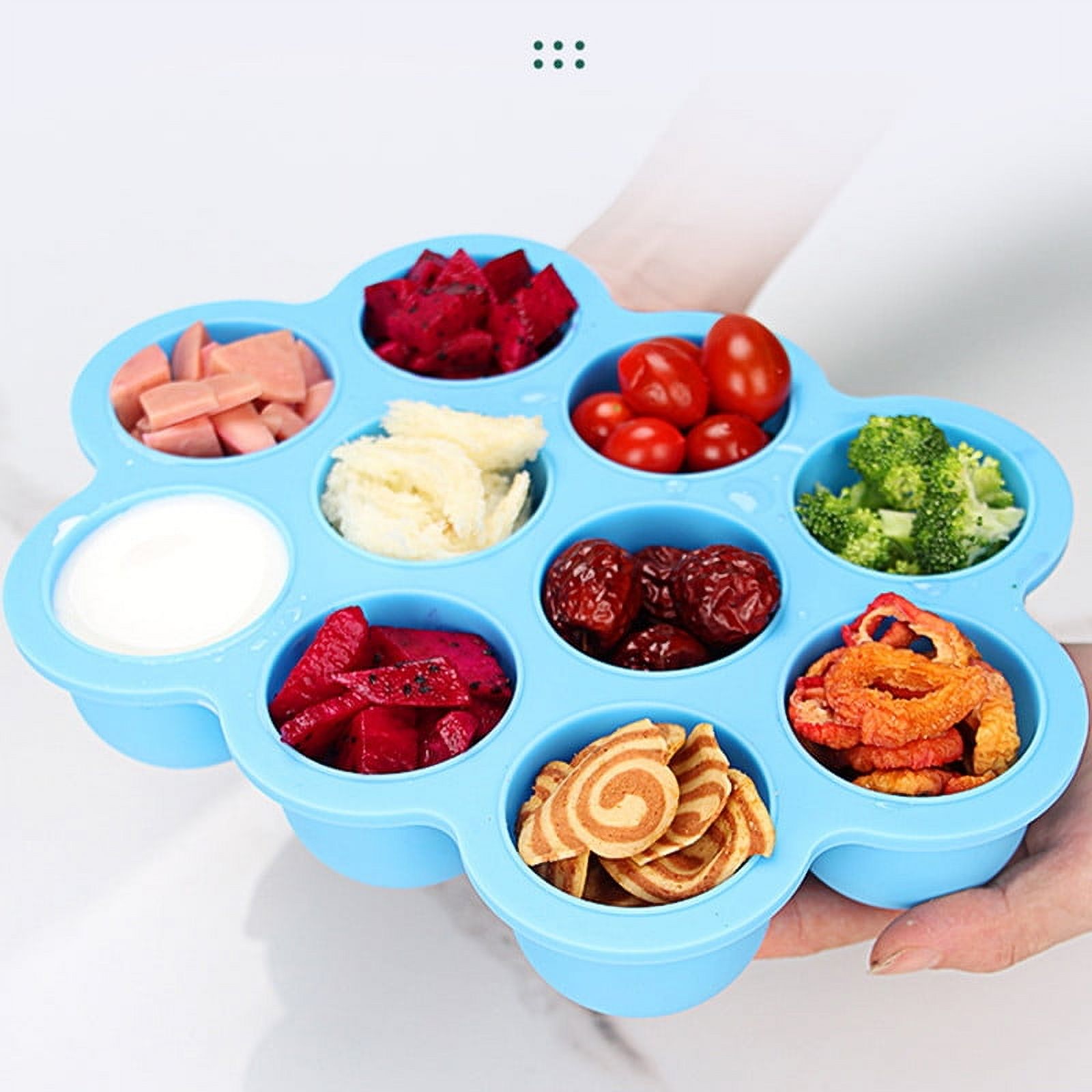 MZHICH Freezer Silicone Tray with Lid Blue for Baby Food Blue
