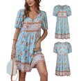 thumbnail image 1 of SAYOO Vestido de cintura alta con cuello en V y estampado de flores para mujer SAYOO  Moda, 1 of 10