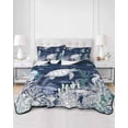 thumbnail image 2 of Full Size Quilt Bedding Set, Navy Blue Turtle Coastal Reversible Summer Quilt 3 Pieces, Nautical Summer Beach Coral Jellyfish Lightweight Bedspreads Coverlets with 2 Pillow Shams for All Seasons, 2 of 5