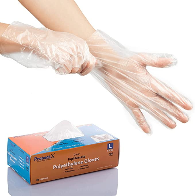 ProtectX Disposable Food Prep Gloves, 500 PCS Clear Plastic Food Safe
