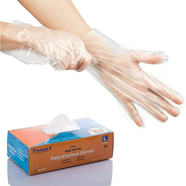 ProtectX Disposable Food Prep Gloves, 500 PCS Clear Plastic Food Safe