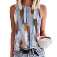 thumbnail image 2 of Prolriy Tops de verano para mujer 2024 Moda de verano para mujer Camisetas sin mangas con cuello redondo Ligeras sin mangas Estampadas Corte holgado Camisetas sin mangas con gráficos para mujer Azul, 2 of 4