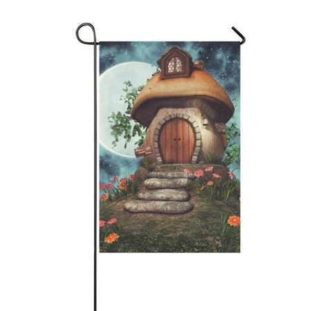 - MYPOP Colorful Fairytale Mushroom Cottage Garden Flag Banner 12 x 18 inch