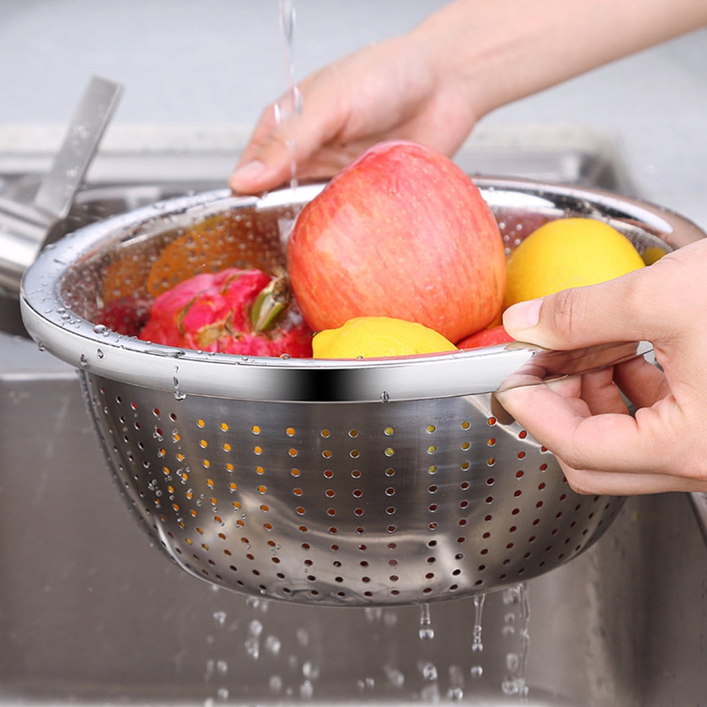 Basket Drain Kitchen Bowl Strainer Washing Fruit Vegetables Rice Wash 