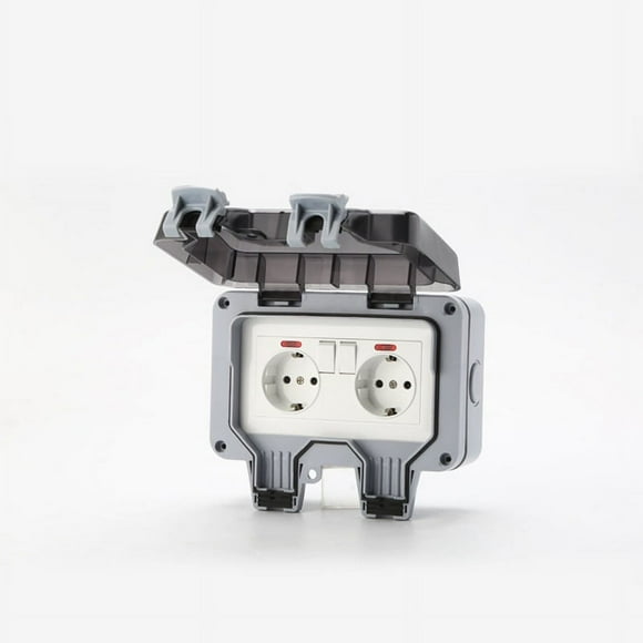 Weather Resistant Outdoor Socket, 15 Amp Double Wall Outlet with On Off Switch Ensures Safe & Reliable Power Supply for Gardens, Patios, and Swimming Pools