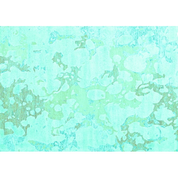 Ahgly Company Indoor Rectangle Abstract Turquoise Blue Contemporary Area Rugs, 5' x 8'