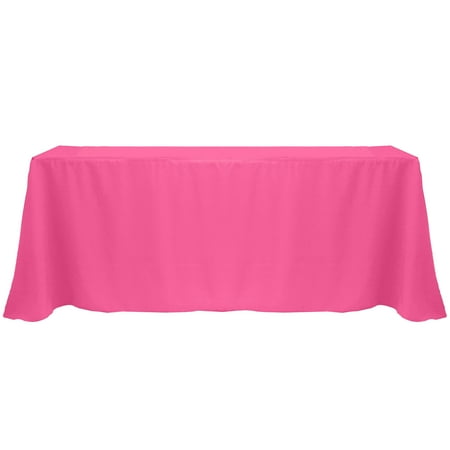 Ultimate Textile (2 Pack) 108 x 156-Inch Rectangular Polyester Linen Tablecloth with Rounded Corners - for Wedding Restaurant or Banquet use Hot Pink