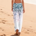 thumbnail image 4 of Iaqnaocc Pajama Pants for Women Soft Retro Floral Print Pj Pants Loose Elastic Waist Pajamas Pants Loungewear Fashion Sleep Bottoms Light Blue M, 4 of 4