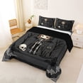 thumbnail image 2 of Manfei Halloween Gothic Skeleton Full Size Comforter Sets 3-Piece, Festival Spooky Black Cat Bedding Comforter Set, Gray Black White,Black Reversible,1 Comforter and 2 Pillowcases, 2 of 6