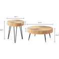 thumbnail image 2 of LONYKE 2-Piece Farmhouse Nesting Table Round with Handcrafted Wood Radial Pattern, Modern Coffee Table Set for Living Room, 2 of 16