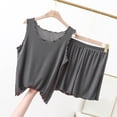 thumbnail image 4 of biudgviw Womens Pajama Sets 2 Piece Ruffle Hem Sleeveless Sleepwear Summer Crewneck Tank Top with Elastic Waist Shorts Pjs Set, 4 of 5