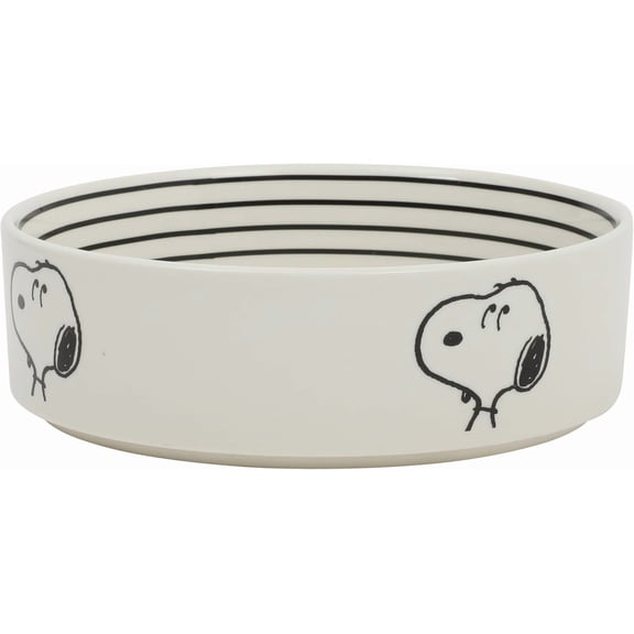 Snoopy Dog Bowl with Bone Design – 6.5" Stoneware Water or Food Bowl for Small to Medium Dogs – Cute Cartoon Pet Dish, Durable & Easy to Clean