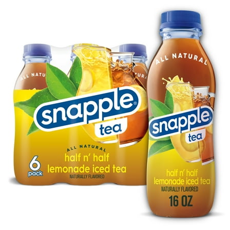 Snapple Half 'n Half Tea and Lemonade, Iced Bottled Tea Drink, 16 fl oz, 6 Bottles