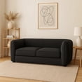 thumbnail image 4 of Benjara Dly Retro Loveseat- Black Boucle Seat- Welt Trims- 68 Inch- Tuxedo Style, 4 of 7