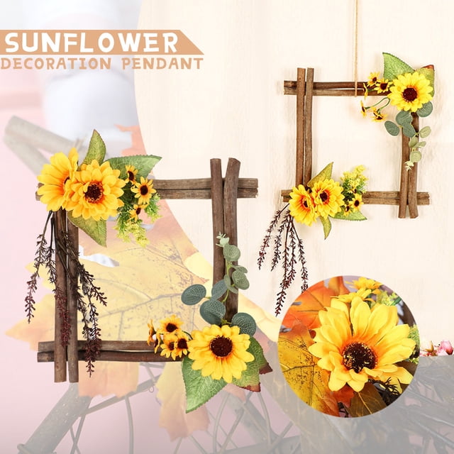 onlyliua Ofertas de Navidad Guirnalda Colgante de Girasol de Imitación de Madera Cuadrada de Decoración de Pared y Puerta