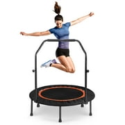 40" Fitness Mini Trampoline, Wrcibo Exercise Rebounder Sports Trampoline for Kids and Adults, Foldable with Adjustable Handle Max Load Up to 330lbs