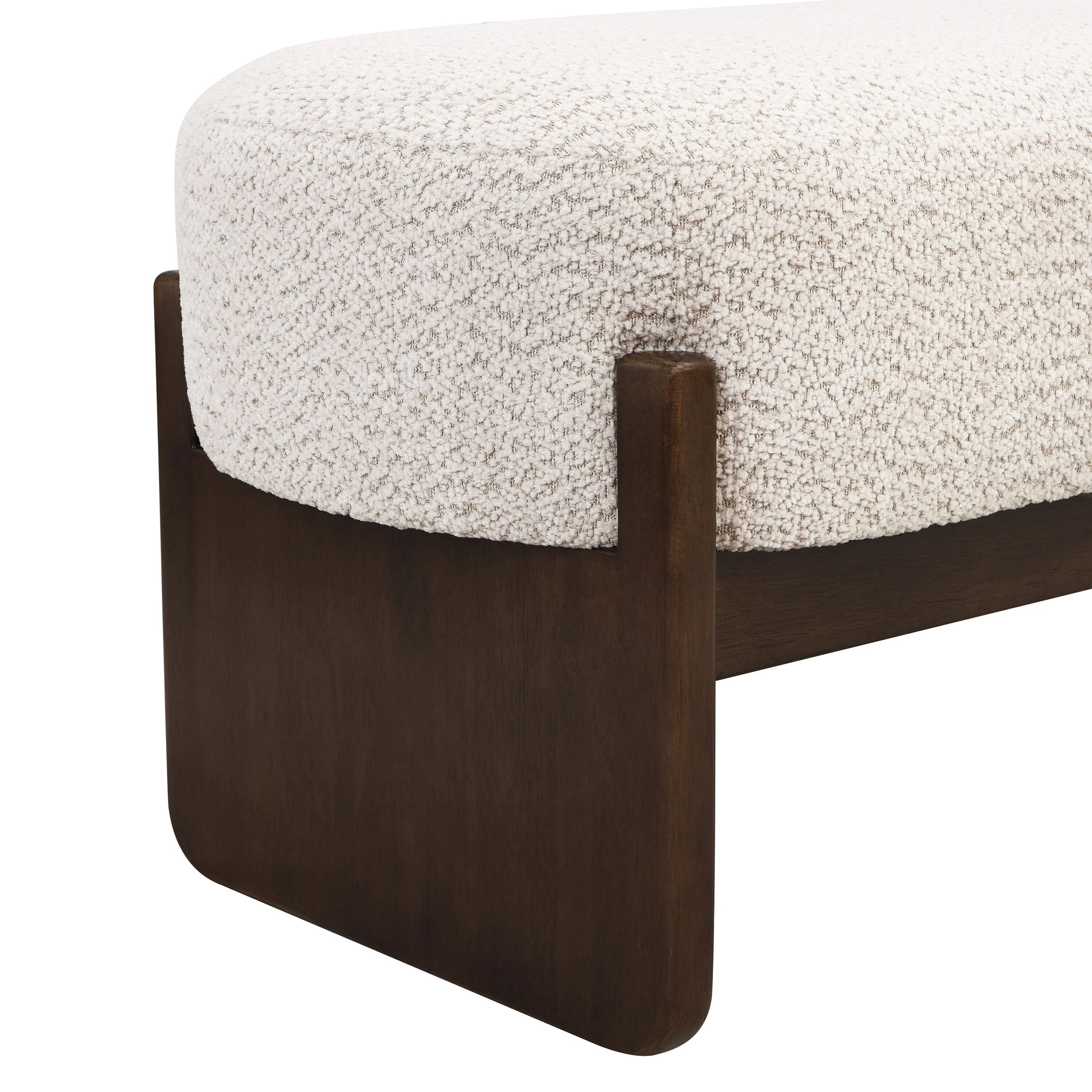 Euroco 64" Rectangular Loop Yarn Fabric Ottoman Bench,Entryway Bench, End of Bed Bench for Living Room, Bedroom,Beige