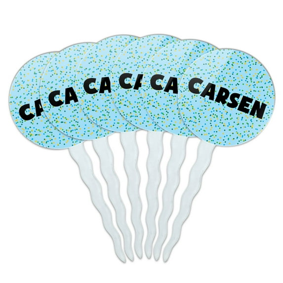 Carsen Cupcake Picks Toppers - Set of 6 - Blue Speckles
