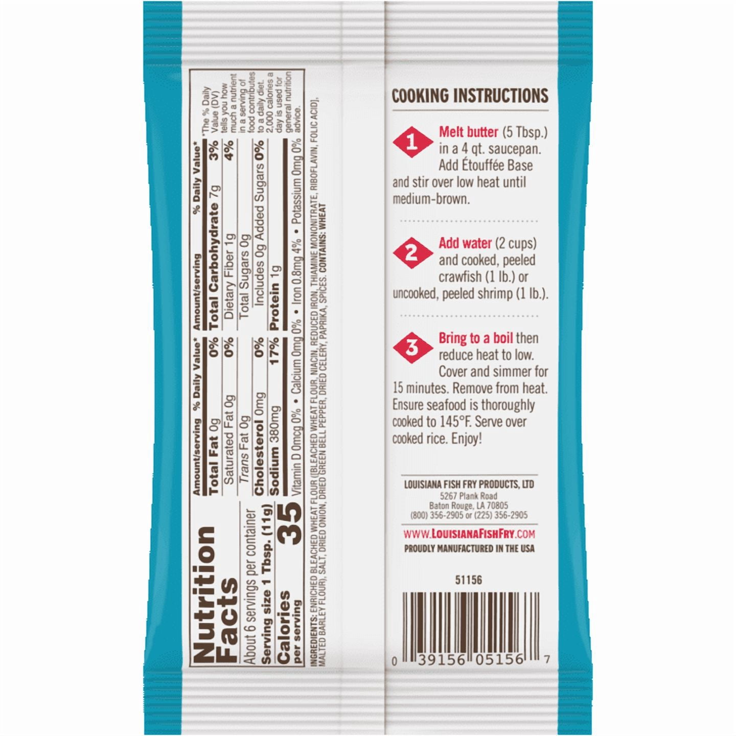 (7 pack) Louisiana Fish Fry Etouffee Base Mix, 2.5 oz Bag