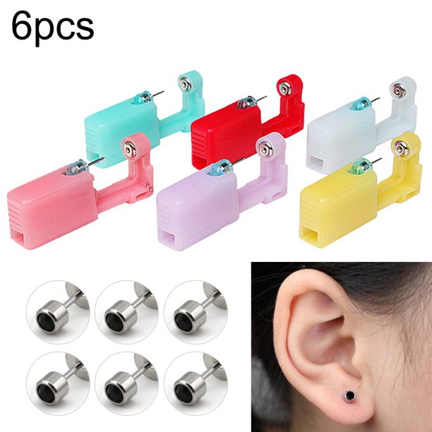 Unidad de perforación de oreja estéril desechable, pistola de piezas para cartílago, sin dolor, Kit de máquina de herramientas, perno prisionero, joyería corporal, 6 Piercing Tragus helicoidal
