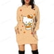 thumbnail image 3 of Vestido largo con capucha para mujer, informal, holgado, con estampado de Hello Kitty, sudadera con capucha y bolsillo de manga larga para mujer, 3 of 5