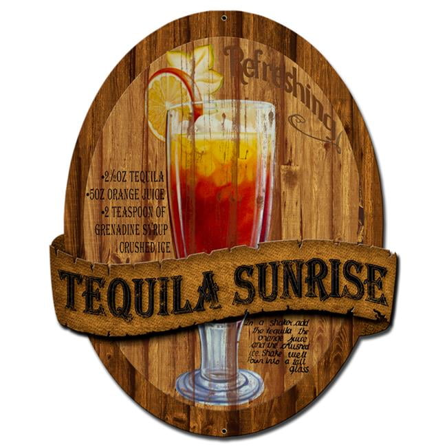 Retro metal Sign/Plaque Wall vintage Tequila Sunrise Bar Gift 
