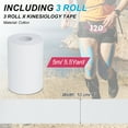 thumbnail image 2 of Uxcell 5.5 Yard x 4 inch Kinesiology Tape, 3 Roll Adhesive Cotton Sports Muscle Support Tapes Waterproof Elastic Tape, White, 2 of 7