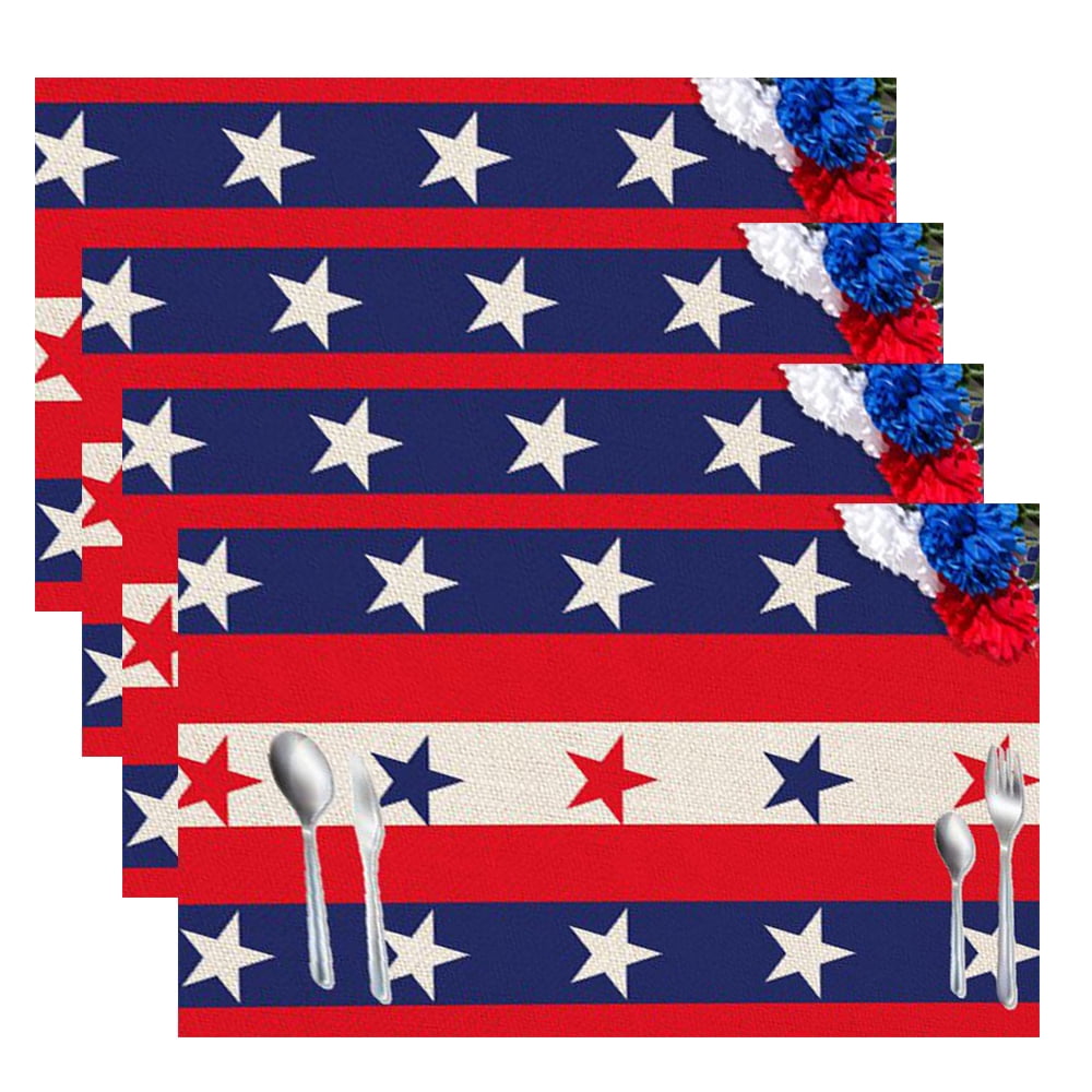 4th of July Placemats Set of 4,Patriotic Memorial Day Placemats for