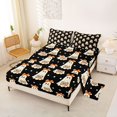 thumbnail image 2 of Manfei Cute Halloween Ghost Bed Sheets,Geometric Polkadot Full Size Sheets,4 Pieces,1 Flat Sheet,1 Fitted Sheet and 2 Pillowcases, 2 of 6