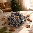 thumbnail image 4 of Fievgin Christmas Candle Rings, Artificial Snowy Pinecone Small Wreath for Holiday Table Centerpiece, 4 of 7