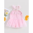 thumbnail image 3 of Infant Baby Girls Summer Romper Dress, Sleeveless Shiny Sequins Tulle Patchwork Bodysuit, 3 of 9