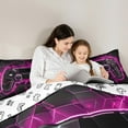 thumbnail image 5 of Feelyou 3D Video Gamepad Bedding Comforter Set 7pcs for Kids, Modern Gaming Gamer Player Queen Bedding Sets, Pink Neon Honeycomb Reversible Queen Sheet Sets, Breathable Home Decor, 5 of 9