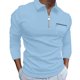 thumbnail image 1 of Blusa y camisa de manga larga con cuello vuelto para hombre, color liso, con bolsillos, mangas largas, cuello vuelto, camisa de golf de moda para hombre, parte superior de poliéster, 1 of 5