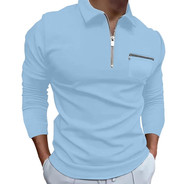 Chemises pour Hommes, Chemise de Golf à Manches Longues avec Poche et Col Rabattu, Cadeaux pour Hommes, G